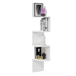 Hanah Home Estantería de Pared Desaldo - White 29.6x155.2x15.2 cm Tablero Melamina Blanco
